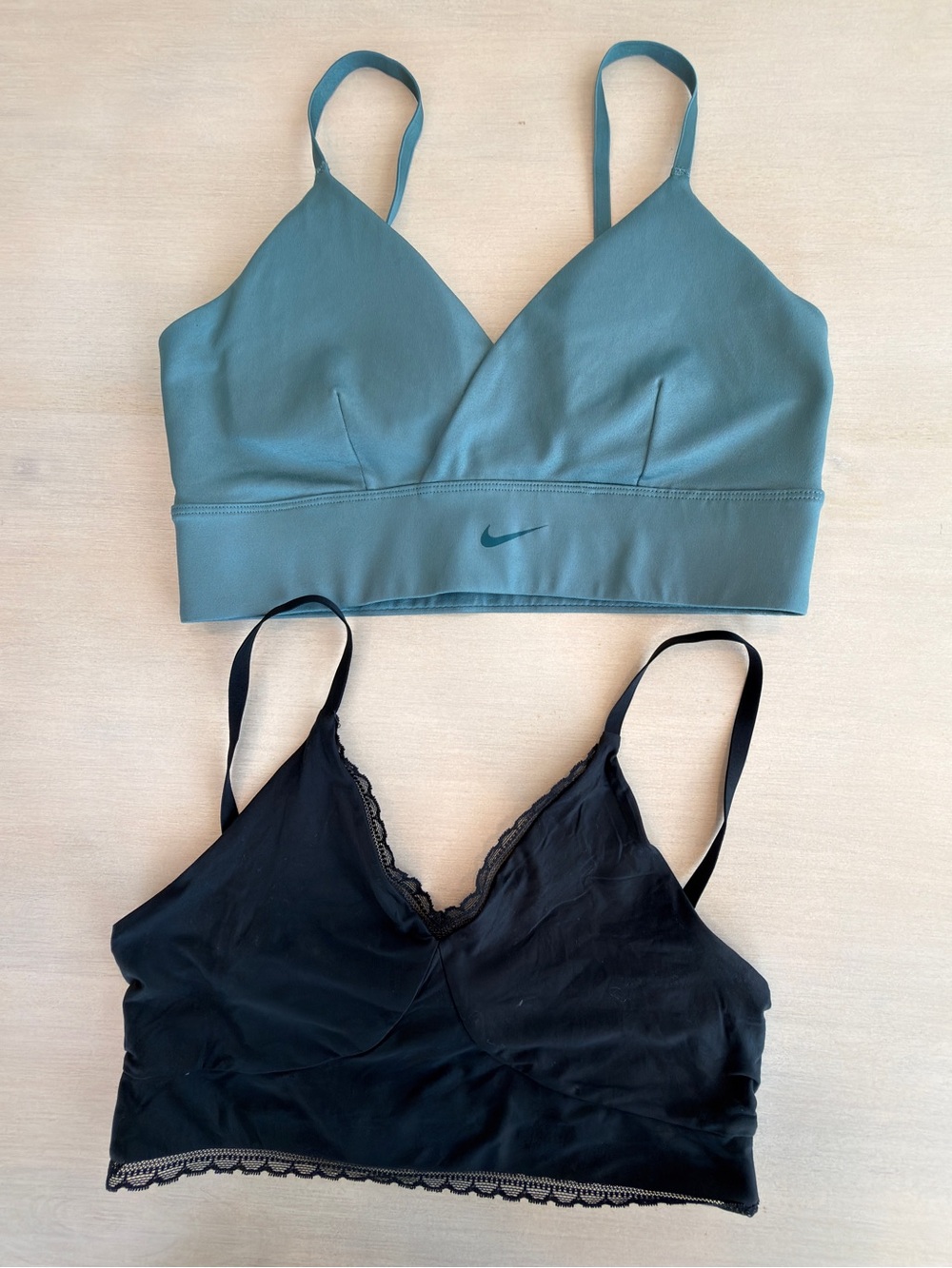 Nike Wrap-Front Sports Bralettes (Teal/Black) - Size Large